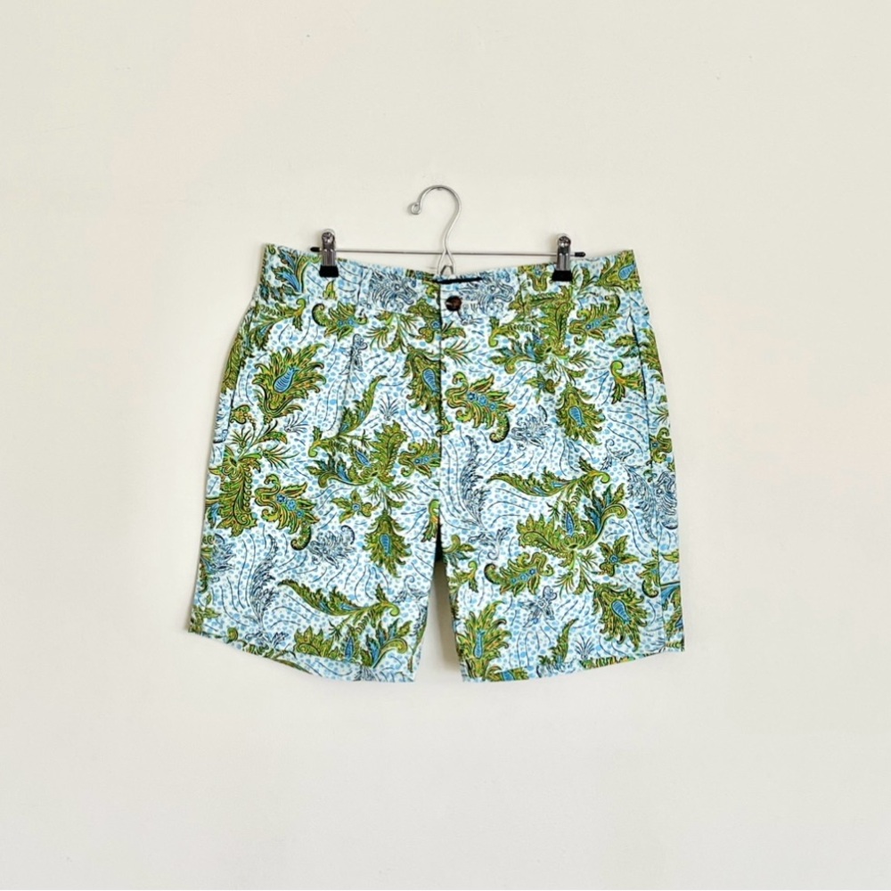 NEW Houston White Almost Aqua Chino Paisley Pattern Shorts Men’s size 36